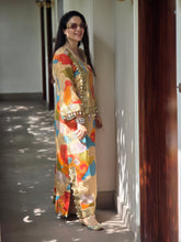 Orange A-line long silhouette